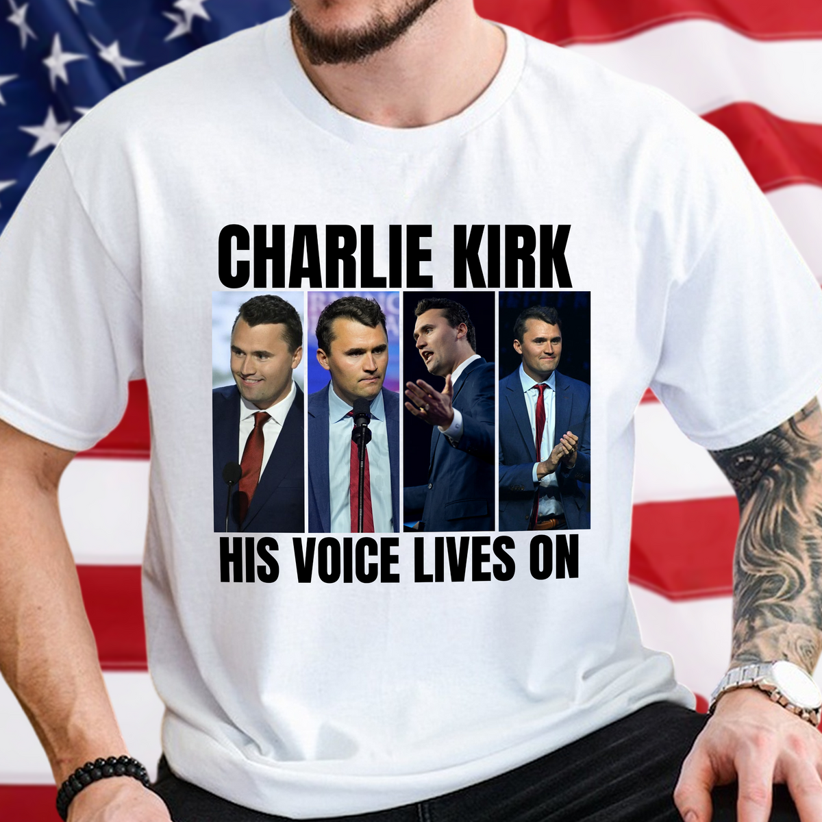 Charlie Kirk - His Voice Lives On Bright Shirt LM32 65545