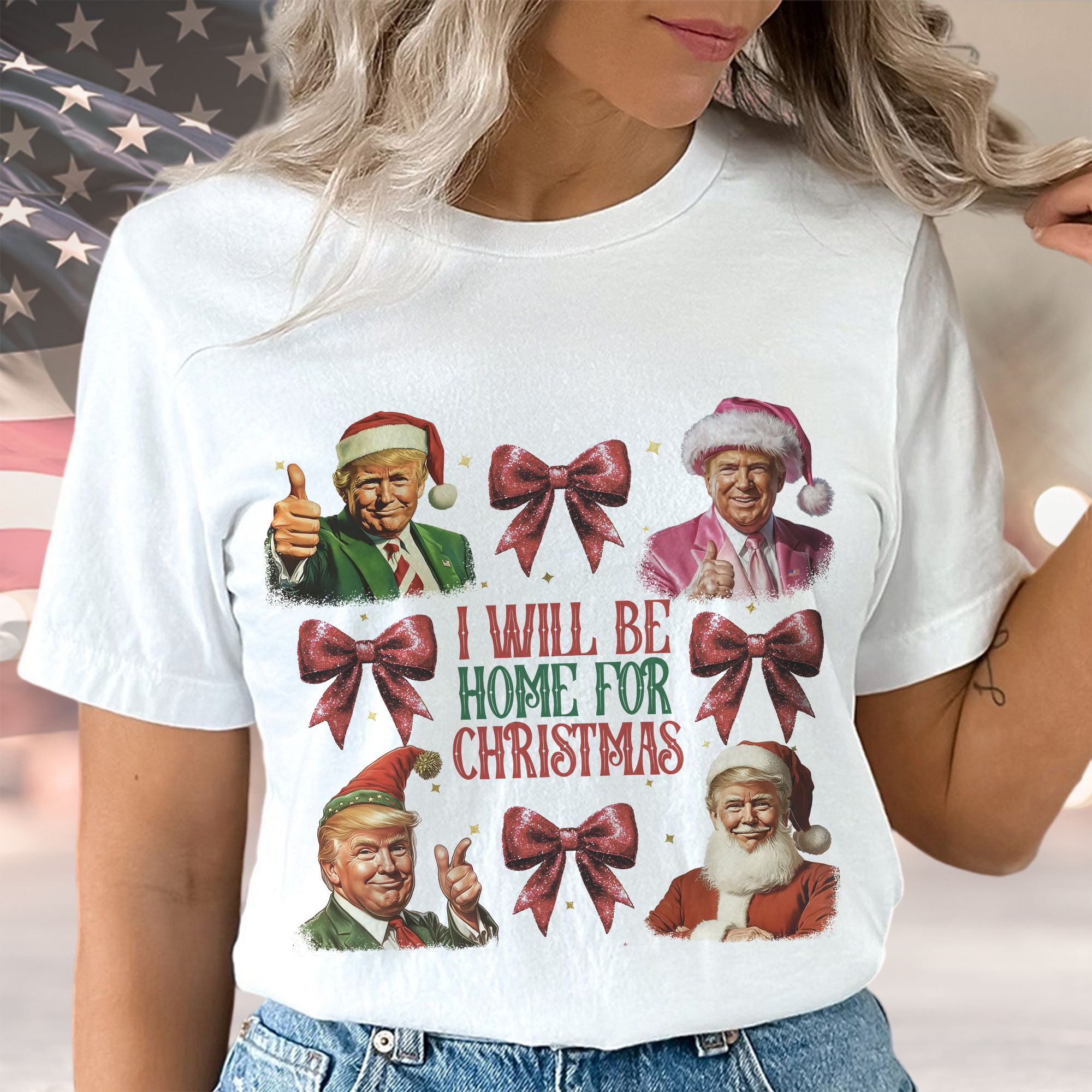 Trump I'll Be Home for Christmas, Humorous Trump Christmas Shirt HA75 63642