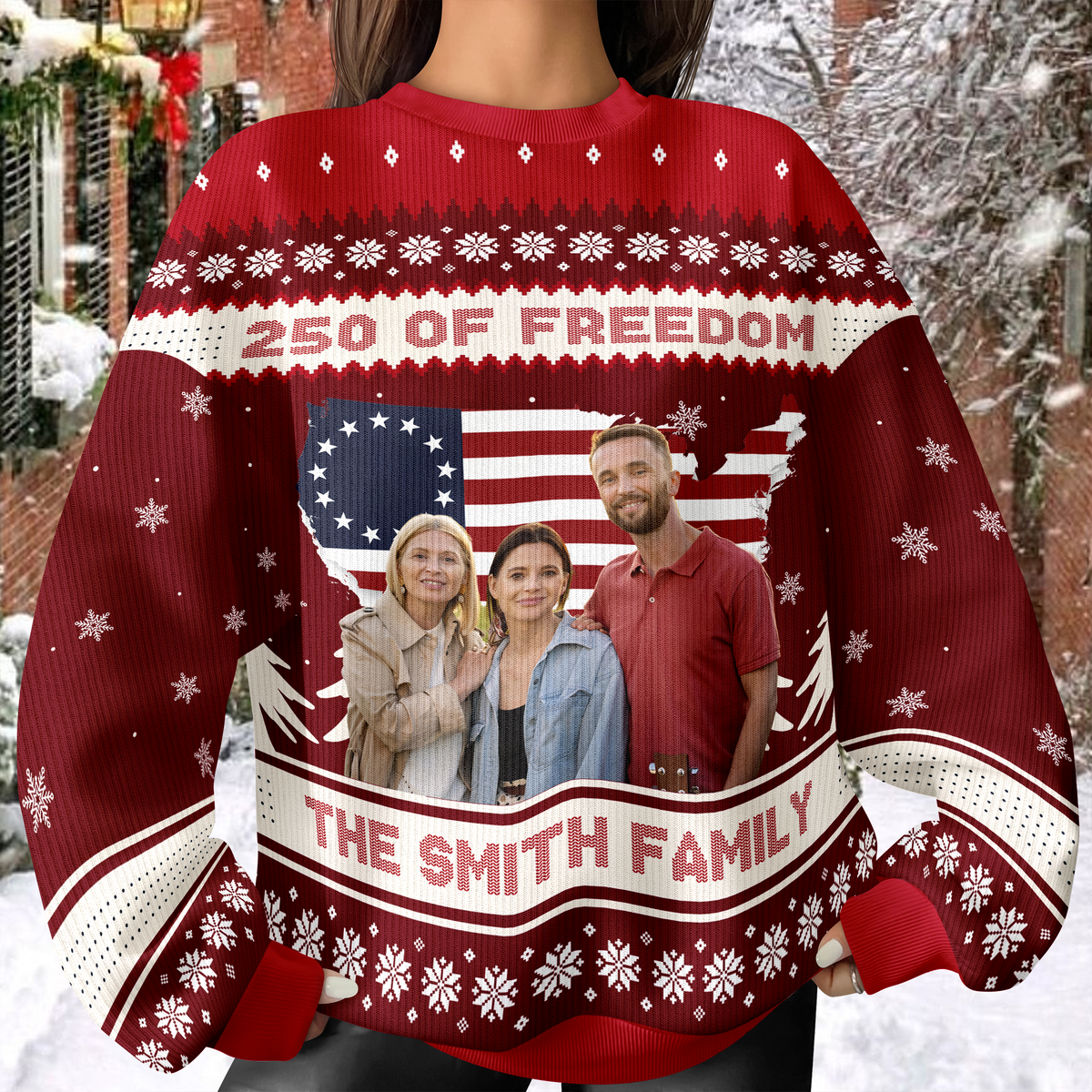 Custom Family Photo 250 Years Of Freedom America Ugly Sweater LM32 897139