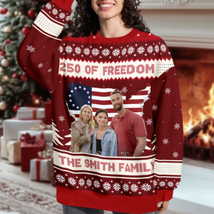 Custom Family Photo 250 Years Of Freedom America Ugly Sweater LM32 897139