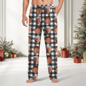 Custom Trump Face With Christmas Pattern Flannel Pajamas HO82 65426