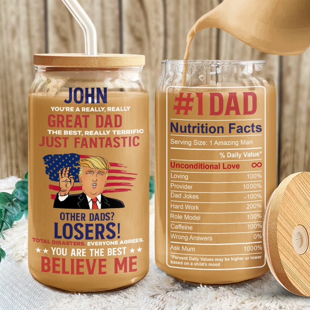 Personalized You're A Really Really Great Trump Mom, Trump Dad Glass Can With Lid LM32 65325