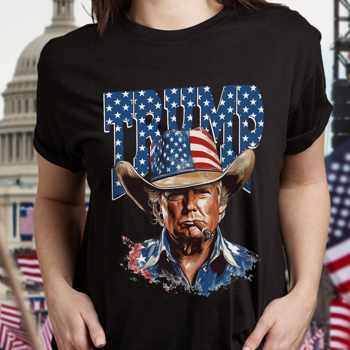 Western Trump Retro USA 4th of July Dark Shirt HO82 65722