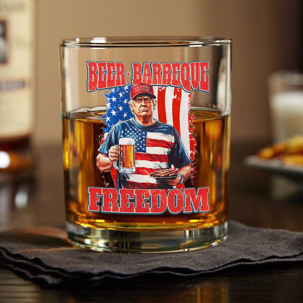 President Trump 4th of July Beer Barbeque Freedom Whiskey Glass LM32 65367