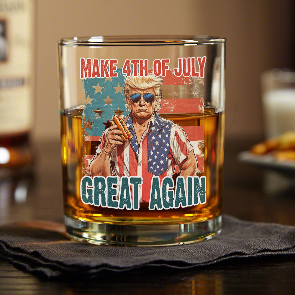 Make 4th Of July Great Again Trump Print Whiskey Glass HO82 65726
