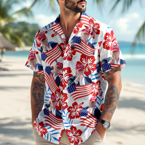Custom Photo Trump America Flag July Independence Day Hawaii Shirt LM32 65353