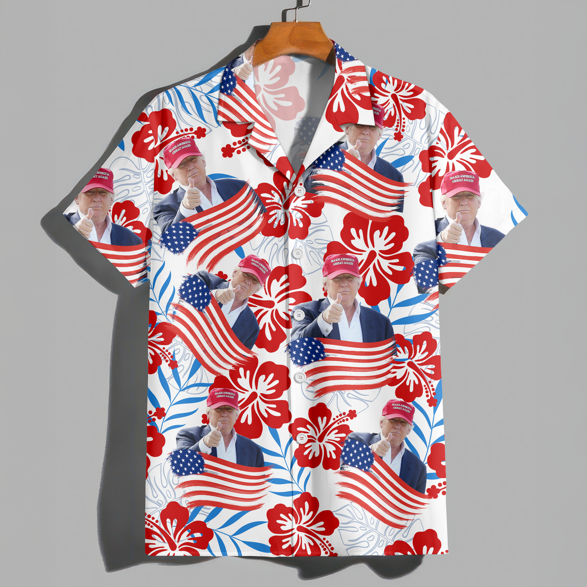 Custom Photo Trump America Flag July Independence Day Hawaii Shirt LM32 65353