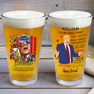 Custom Name Trump Cheer to Grandpa Print Beer Glass HA75 62588