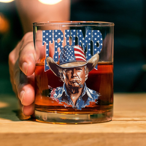 Western Trump Retro USA 4th of July Print Whiskey Glass HO82 65718