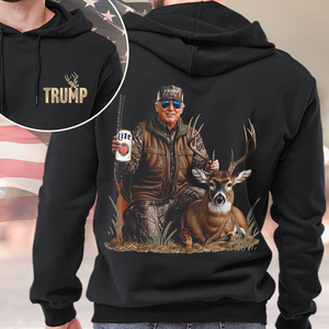 Deer Hunting with Trump - Gear Up with Patriotic Hunting Back and Front Shirt LM32 63859