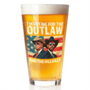 I'm Voting For The Outlaw And The Hillbilly Trump Vance Beer Glass HA75 63612