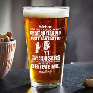 Great Year Old  Beer Trump Print Beer Glass HA75 62556