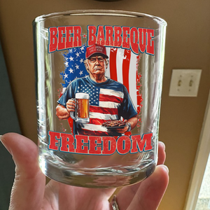 President Trump 4th of July Beer Barbeque Freedom Whiskey Glass LM32 65367