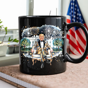 President Trump 2025 New Year New America Black Mug HA75 67150