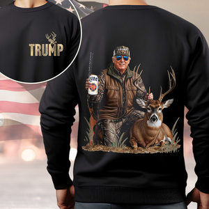 Deer Hunting with Trump - Gear Up with Patriotic Hunting Back and Front Shirt LM32 63859