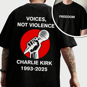 Voices, Not Violence Charlie Kirk Freedom Back and Front Dark Shirt CH07 67650