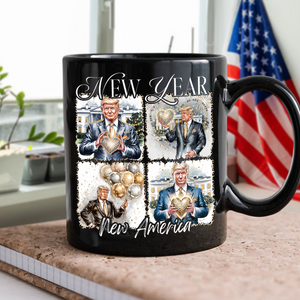 New Year New America Trump 2025 Disco Ball Black Mug HA75 67130