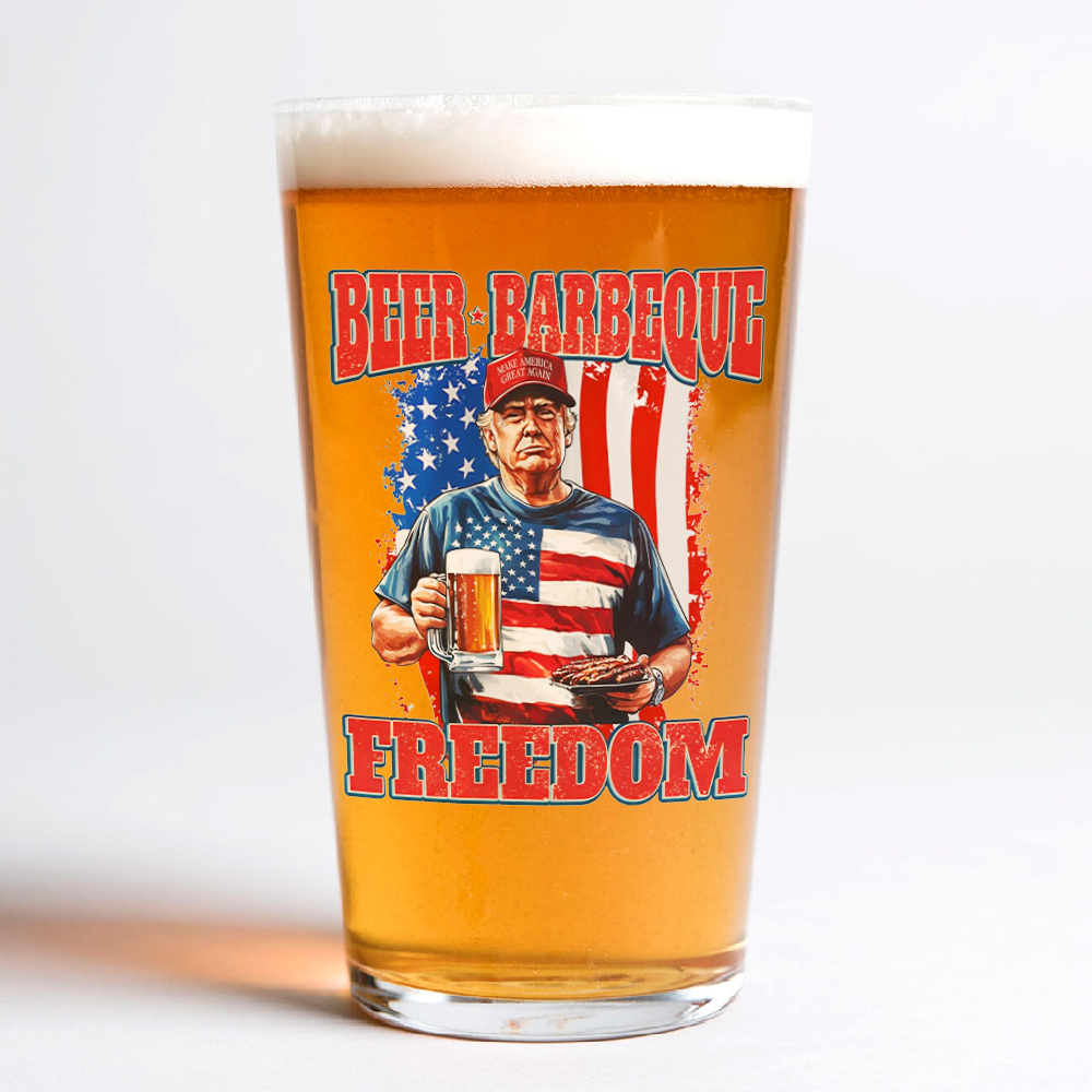 President Trump 4th of July Beer Barbeque Freedom Print Beer Glass LM32 65363
