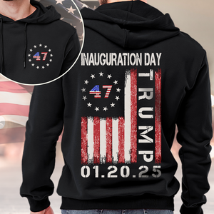 Trump Inauguration Day 2025 47th President USA Flag Back and Front Dark Shirt HA75 67288