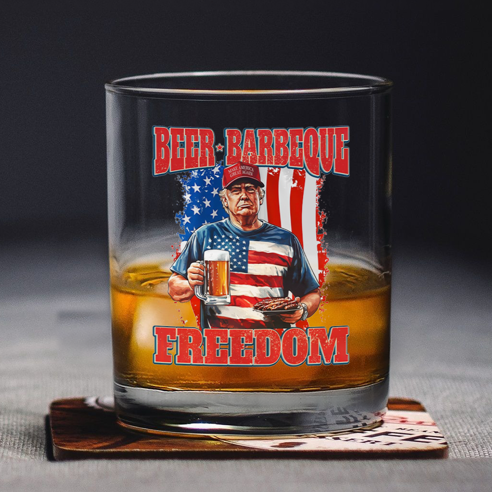 President Trump 4th of July Beer Barbeque Freedom Whiskey Glass LM32 65367