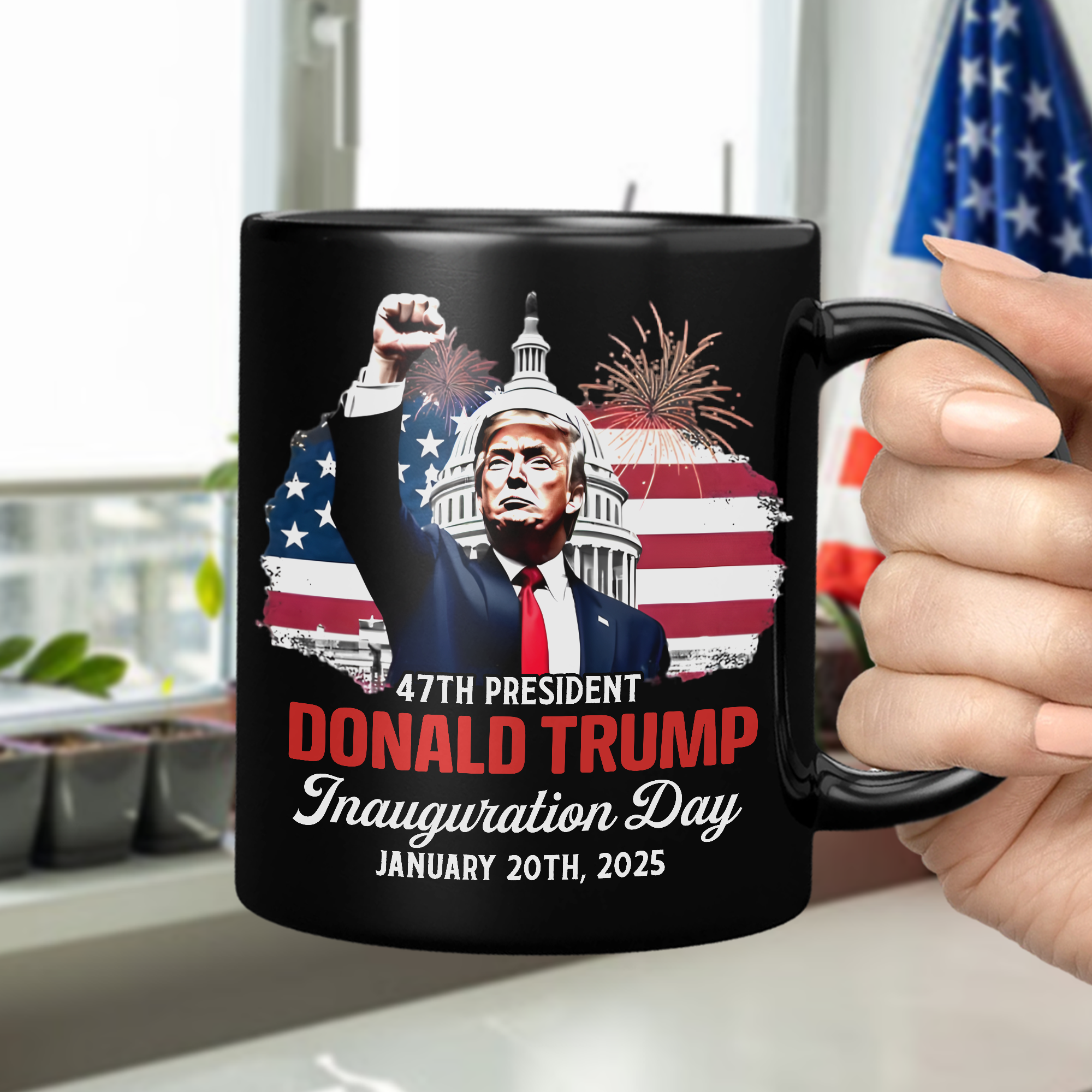 Donald Trump Inauguration Day Keep Calm And Celebrate The Win Black Mug LM32 65161