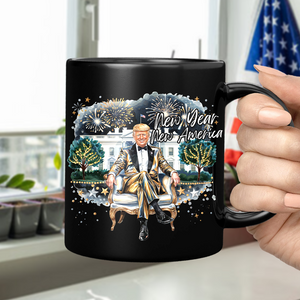 President Trump 2025 New Year New America Black Mug HA75 67150