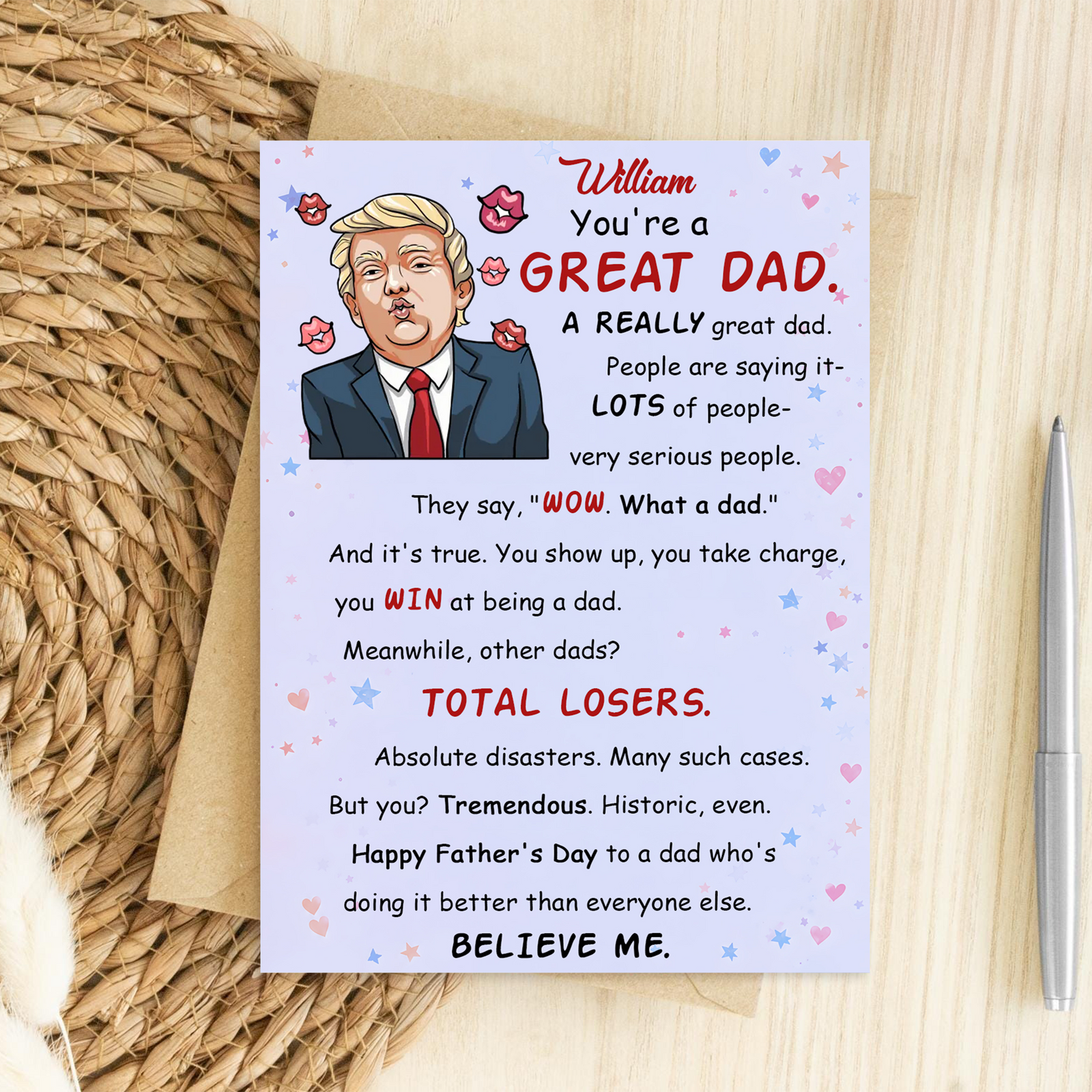 Personalized Funny Trump Parody Dad Thankyou Card CH07 67540