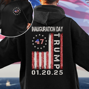 Trump Inauguration Day 2025 47th President USA Flag Back and Front Dark Shirt HA75 67288