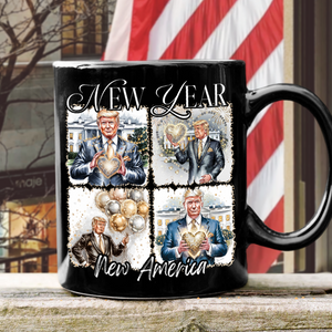 New Year New America Trump 2025 Disco Ball Black Mug HA75 67130