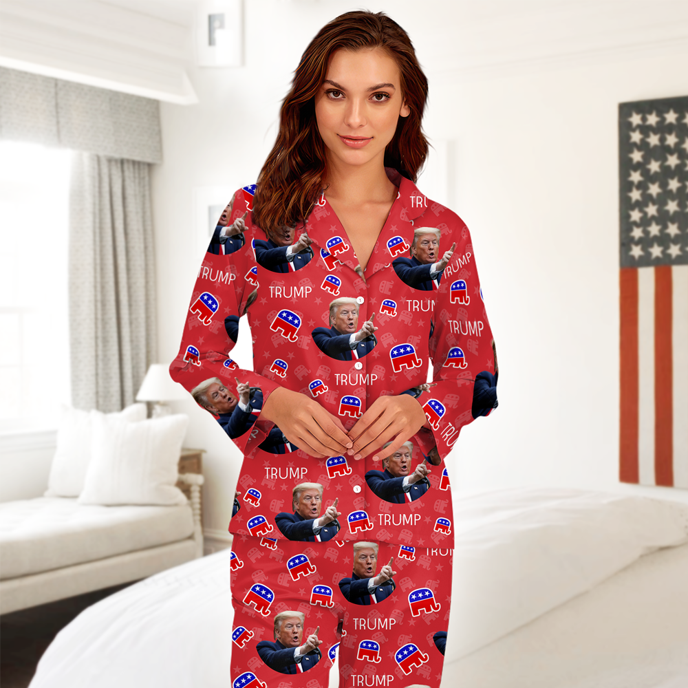 Custom Trump Portrait Christmas Gift Flannel Pajamas HO82 65448