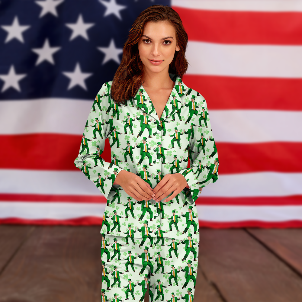 Personalized Trump ST Patrick's Day Dancing Pajamas Gifts For Trump Lovers N304 HO82 65602