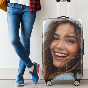 Personalized Photo Luggage Cover, Custom Funny Travel Suitcase Cover, Unique Travel Gift HA75 921904