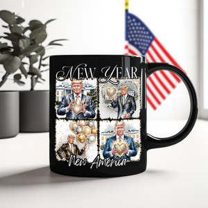 New Year New America Trump 2025 Disco Ball Black Mug HA75 67130