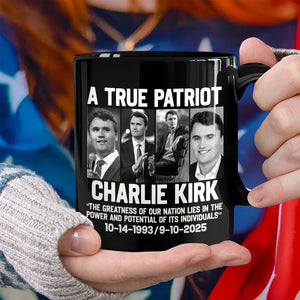 A True Patriot Charlie Kirk - Prayers Up for Charlie Black Mug HA75 64496