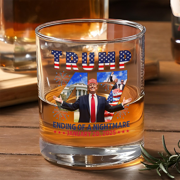 47Th President Of The United States Donald Trump Whiskey Glass Official Trump Store