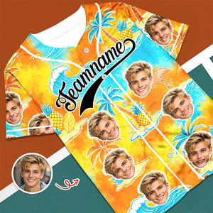 Custom Photo Tropical Floral Hawaiian Baseball Jersey - Personalized Gift for Dad, Husband, Boyfriend CH07 911852