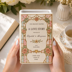 Personalized Wedding Toile De Jouy Ceramic Book Vase Bridal Shower Gift, Engagement Gift CH07 180192