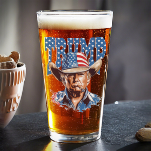 Western Trump Retro USA 4th of July Print Beer Glass HO82 65720