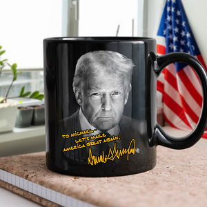 Personalized President Donald Trump Autographed Black Mug For Trump Supporters HA75 64318