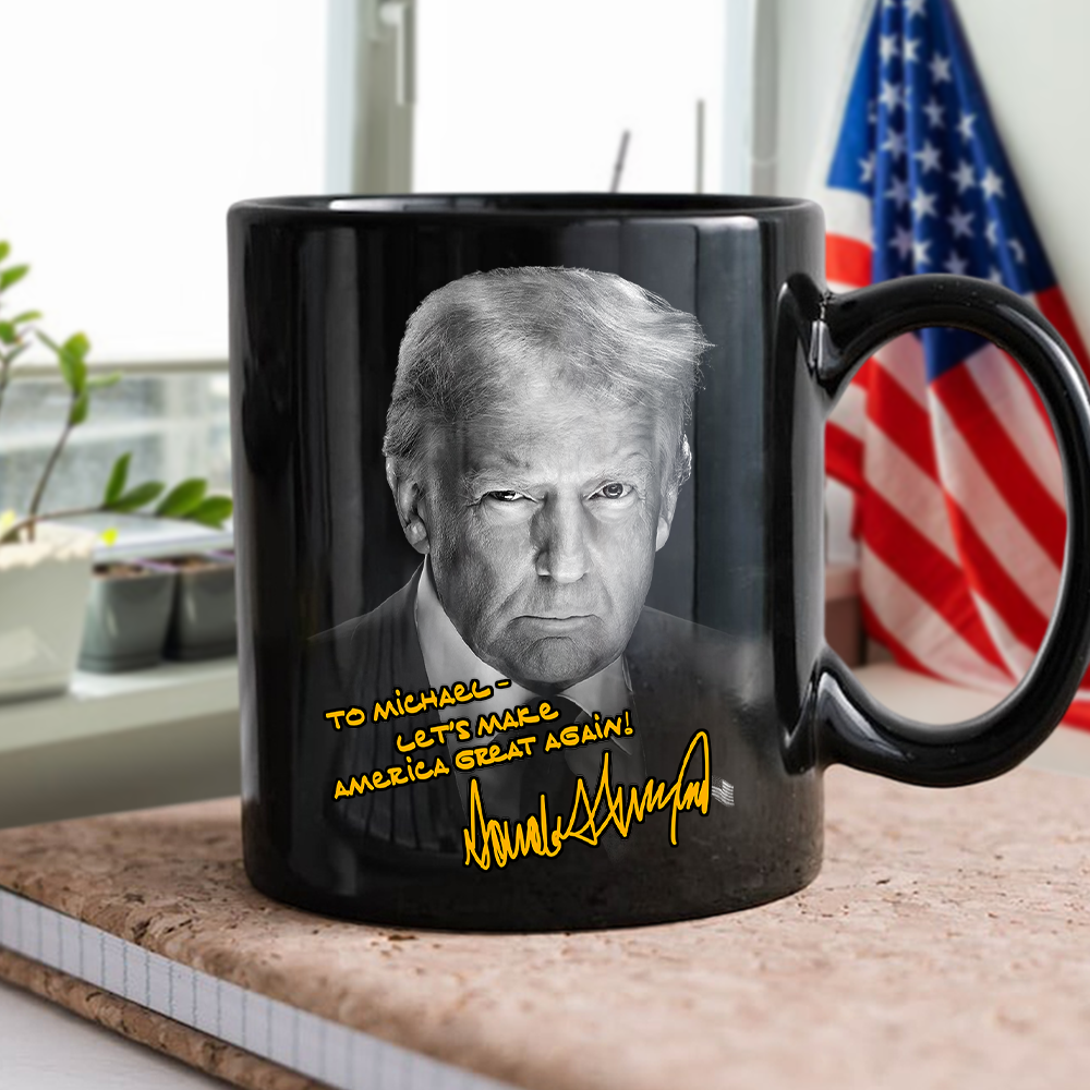 Personalized President Donald Trump Autographed Black Mug For Trump Supporters HA75 64318