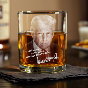 Personalized President Donald Trump Autographed Print Whiskey Glass HA75 64328