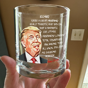 Custom Husband Name With Funny Trump Print Whiskey Glass HO82 65548