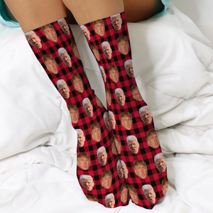 Trump Photo With Christmas Pattern Socks Christmas Gift N369 HA75 64122