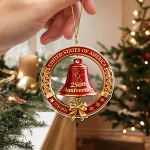 USA 250th Anniversary Red Bell Acrylic Ornament LM32 895863