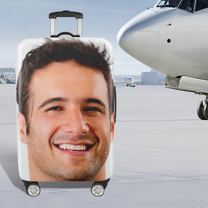 Personalized Photo Luggage Cover, Custom Funny Travel Suitcase Cover, Unique Travel Gift HA75 921904