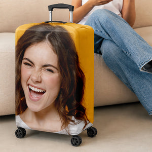 Personalized Photo Luggage Cover, Custom Funny Travel Suitcase Cover, Unique Travel Gift HA75 921904