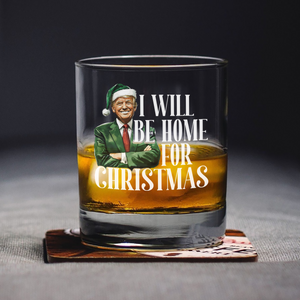 Trump I'll Be Home for Christmas - Humorous Trump Christmas Rock Glass HA75 63802