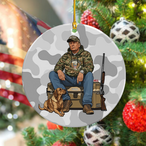 Trump Hunting Gear: Buck Around and Find Out Ceramic Ornament LM32 63843