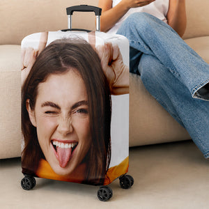 Personalized Photo Luggage Cover, Custom Funny Travel Suitcase Cover, Unique Travel Gift HA75 921904