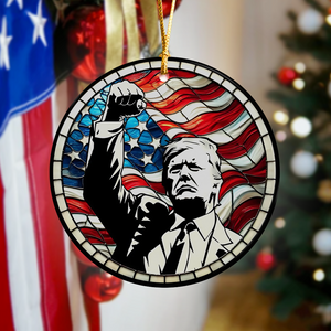 Trump With Raised Fist Stained Ceramic Ornament HA75 63970